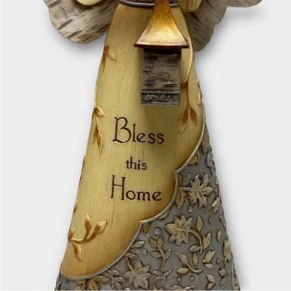Elements 11 Inch Angel Figurine #82002 "Bless This Home" Angel, Dove, Lantern - Picture 5 of 10